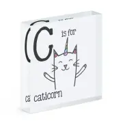 Letter C Is For Caticorn Acrylic Photo Block Frame Cat Unicorn Alphabet Animal