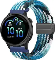 Meliya Magnetic Braided Nylon Band for Garmin Vivoactive 6/Vivoactive 5/Vivoactive 3 Watch Bands, 20mm Stretchy Replacement Strap for Venu/Venu Sq,Forerunner 55/158/165/245/645,Galaxy Watch 7/6/5/4