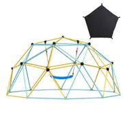 10FT Geometric Climbing Dome with Hammock & Swing for Kids 3-10
