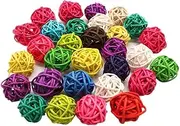 LIUSM 20 Pcs Colorful Handmade Wicker Rattan Balls Decorative, Pet Bird Chew Toy Party Wedding Table Decoration Decorative Crafts Hanging DIY Accessories