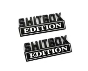 2pcs SHITBOX Emblems Sticker Car Decal Truck Badge (Black/White)
