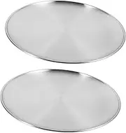 2pcs Stainless Steel Nonstick Pizza Tray Round Food Serving Plate for Even Cooking Crust for Oven Baking at Home Restaurant Kitchen