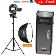Godox AD200Pro 2.4G TTL HSS Speedlite Flash+120cm Umbrella Softbox Light Stand