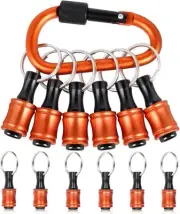 6PCS Bit Holders Keychain, 1/4 inch Hex Shank Holders, Orange
