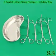 4 Randall Kidney Stone Forceps + 1 Kidney Tray 12" Surgical & Veterinary