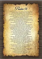 Dytila Bible Verses Wall Decor - Framed 12x16 Inch Vintage Psalm 91 Wall Art, Christian Spiritual Canvas Prints, Faith Paintings, Serenity Prayer Religious Scripture Artwork for Church Prayer Room