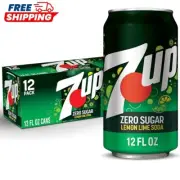 7UP Zero Sugar Lemon Lime Soda, 12 fl oz cans (Pack of 12)