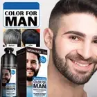200ML Men 2-in-1 Beard Mustache Natural Hair Color Shampoo Permanent Black Dye