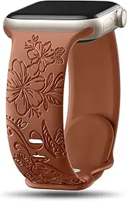 [Maledan] Floral Engraved Bands for Apple Watch Band 40mm 41mm 38mm 45mm 44mm 42mm 46mm 49mm Women, Soft Breathable Silicone Sport Bracelet for Apple Smart Watch Series 10 9 8 7 6 5 4 3 2 1 SE Ultra