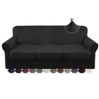 Granbest 4 Piece Microfiber Stretch Couch Sofa Cover Soft Machine Washable Black