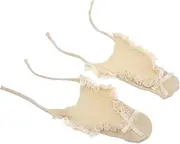 [Ipetboom] Strap Lace Socks Non-skid Lace Boat Socks Low Cut Lace Trim Socks Low Cut Socks Breathable Lace Socks Women's Lace Boat Socks Non Lace Socks Beige Nylon