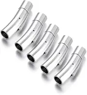 EMBLAASK 5 Sets Stainless Steel Bayonet Clasps Leather Cord End Clasp Integral Clasp for Bracelet Necklace Jewelry Making (Hole Size Fit 6mm, Mirror Steel)