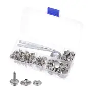 25 Sets Screw Snap Kit 15mm Stainless Steel Snaps Button with Tool, Silver Tone