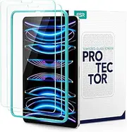 [ESR] 2 Pack Screen Protector for iPad Air 5th/4th Generation (2022/2020)，iPad Pro 11 Inch (2022/2021/2020/2018) Screen Protector, Tempered-Glass Film with Alignment Frame, Anti-Scratch, HD Clarity