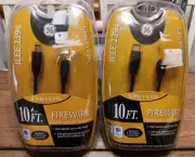 2 sealed GE 10 FT Firewire Cables 6 PIN to 4 PIN IEEE 1394 New Sealed