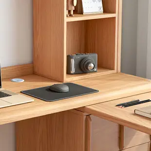 北歐家用桌子寫字臺電腦桌日式實木書桌兒童轉角書桌書架書櫃一體