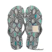 Vera Bradley Flip Flops Design Go Fish Blue Medium 7/8