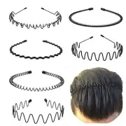 Metal Headbands for Men Fashion Headband for Women, Unisex Wavy Hair Bands Ou...
