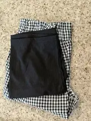 One Shoulder Top & Gingham Belted Shorts Set S Small Black/Checkered