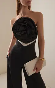 [Carolina Herrera] Rosette-Detailed Silk Top