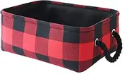 INough Christmas Buffalo Plaid Storage Basket Farmhouse Storage Bins for Kids, Collapsible Red Check Storage Basket for Toys Makeup, Gift Basket for Christmas Fabric Toy Box for Baby/Kids/Nursery Room
