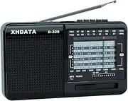 XHDATA D-328 Shortwave AM FM DSP Portable Small Multi Band Radio Stereo MP3 Player with Rechargeable Battery Earphone Jack Portable Multimedia Speaker with USB Micro SD Card Jack (Black)