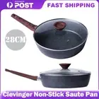 28cm Marble Non-Stick Frying Pan Saucepan Chicken Fryer Saute Pan With Glass Lid