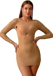 [Generic] Women Fishnet Babydoll Lingerie Chemise Halter Nightwear Mini Dress