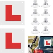 2 Pack Magnetic L Plates for Car, Fully Magnetic Learner Driving L Plates with 8 Suction Cups Magnetic Car Sticker for Learner Drivers Easy Install & Remove, Waterproof, Reflective, Repeatable