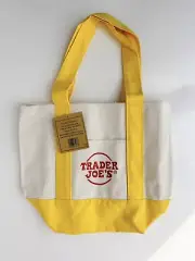 NWT Trader Joe’s Mini Canvas Tote Bag Yellow NEW