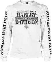 [HARLEY-DAVIDSON] Men's Distressed Freedom Fighter Long Sleeve Shirt, White