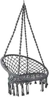 Hammock Chair Outdoor Hanging Macrame Cotton Indoor Grey Comfortable Relaxing Seat