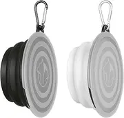 Collapsible Dog Bowl,2 Pack Portable and Foldable Pet Travel Bowls Collapsable Dog Water Feeding Bowls Dish for Dogs Cats and Small Animals,with Lids (Black+White, Small)