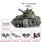 7.0 Henglong 1/16 M4A3 Sherman BB IR RC Tank 3898 Barrel Recoil 360°Turret Smog
