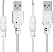 oGoDeal Replacement USB to DC Charging Cable | USB Charger Cord - 2.5mm - Original Replacement (2 Pack White)