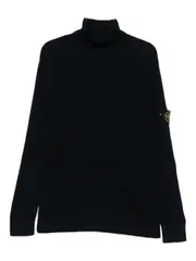 [Stone Island] Stone Island-Pullover A Collo Alto In Lana A Costine-Uomo M