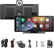 Car Tablet Pro Max 2024, 10.26" HD Car Tablet with 4K Dash Cam, 1080P Reversing Camera, Voice Control, GPS Navigation (Black, 32GB)