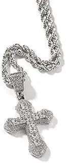 Blue Cross Necklace Hip hop Fashion Heavy Industry Diamond-Encrusted Versatile