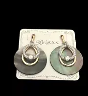 Brighton Neptunes Rings Shell Disc Earrings-gold & silver -crystals-post backs