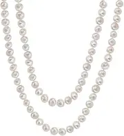 [Savlano] 7-8MM Cultured Freshwater Baroque Natural Pearl Bead Necklace- 36”-inch Long Single Strand Pearl Necklace, For Women & Girls Comes with Gift Box