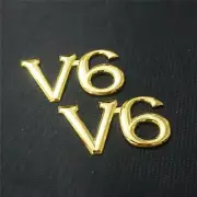 2x Golden Chrome V6 Metal Sticker Emblem Decal Badge Sedan Auto Motors Turbo Car (for: Peugeot)