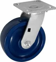 CasterHQ- Medium Duty 6"X 2" Blue Solid Polyurethane Swivel Caster | 900 LBS Cap