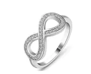 Elegant White Plated Zirconia Infinity Promise Ring