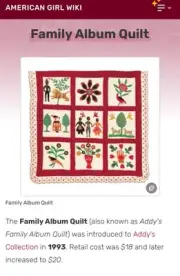 NIB American Girl Doll Addy’s Family Album Quilt NEW