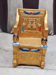 King Tut Throne Unique Antique Gold Handmade Stone With Hieroglyphs Bazareg