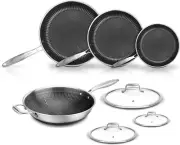 NutriChef 7 Piece Kitchenware Pots Pans Set - Triply Stainless Steel Cookware