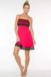Rhonda Shear Chemise With Shelf Bra Red Size Small Style #7914 J