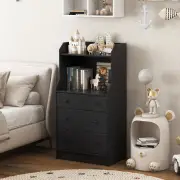 Costway111cm H Storage Organizer with 2 Open Shelves for Living Room, Bedroom, Kid’s Room, Entryway-Black