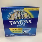 Tampax Pearl Triple Pack Tampons Regular Super & Super Plus Absorbency 34 Ct