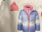 Snozu Girls Fleece Lined Jacket and Hat Size 3T - Light Blue and Pink